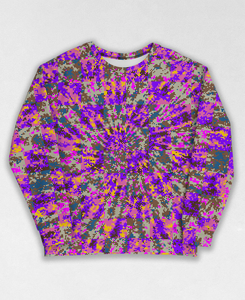 Tie-Dye-Camo Sweatshirt #1422. All over print, precision-cut, and hand-sewn. Super comfortable poly-cotton blend original Digital Camouflage designs by Dan Ellis vague.paris