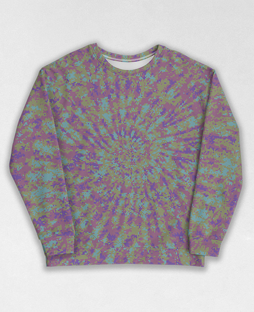 Tie-Dye-Camo Sweatshirt #1425. All over print, precision-cut, and hand-sewn. Super comfortable poly-cotton blend original Digital Camouflage designs by Dan Ellis vague.paris