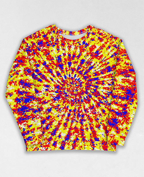 Tie-Dye-Camo Sweatshirt #1429. All over print, precision-cut, and hand-sewn. Super comfortable poly-cotton blend original Digital Camouflage designs by Dan Ellis vague.paris