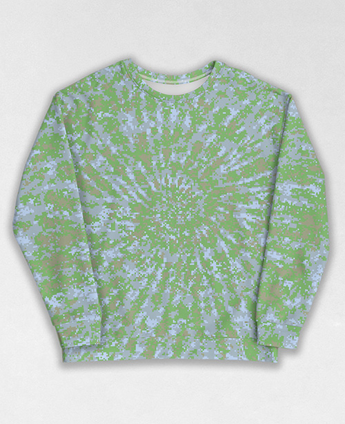 Tie-Dye-Camo Sweatshirt #1432. All over print, precision-cut, and hand-sewn. Super comfortable poly-cotton blend original Digital Camouflage designs by Dan Ellis vague.paris