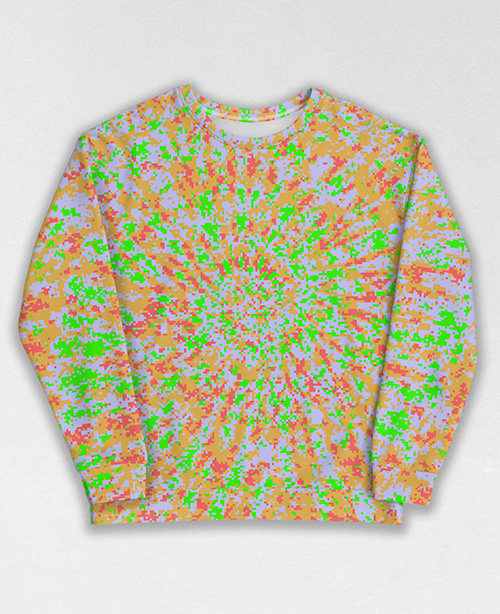 Tie-Dye-Camo Sweatshirt #1440. All over print, precision-cut, and hand-sewn. Super comfortable poly-cotton blend original Digital Camouflage designs by Dan Ellis vague.paris