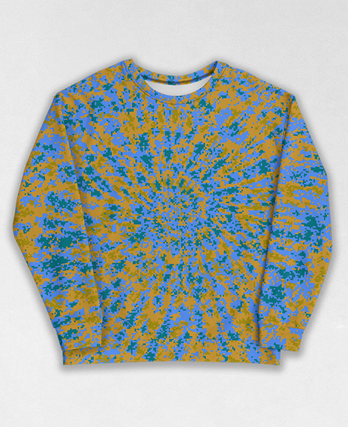 Tie-Dye-Camo Sweatshirt #1457. All over print, precision-cut, and hand-sewn. Super comfortable poly-cotton blend original Digital Camouflage designs by Dan Ellis vague.paris