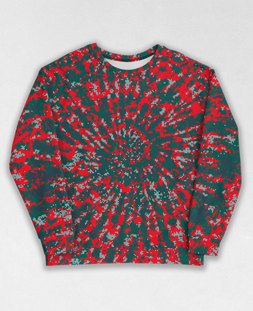 Tie-Dye-Camo Sweatshirt #1464. All over print, precision-cut, and hand-sewn. Super comfortable poly-cotton blend original Digital Camouflage designs by Dan Ellis vague.paris