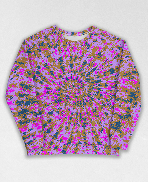 Tie-Dye-Camo Sweatshirt #1467. All over print, precision-cut, and hand-sewn. Super comfortable poly-cotton blend original Digital Camouflage designs by Dan Ellis vague.paris