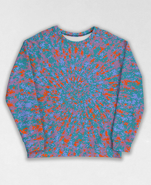 Tie-Dye-Camo Sweatshirt #1469. All over print, precision-cut, and hand-sewn. Super comfortable poly-cotton blend original Digital Camouflage designs by Dan Ellis vague.paris