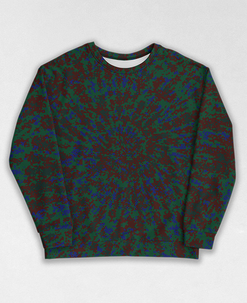 Tie-Dye-Camo Sweatshirt #1478. All over print, precision-cut, and hand-sewn. Super comfortable poly-cotton blend original Digital Camouflage designs by Dan Ellis vague.paris