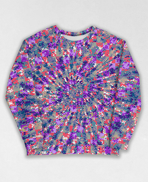 Tie-Dye-Camo Sweatshirt #1481. All over print, precision-cut, and hand-sewn. Super comfortable poly-cotton blend original Digital Camouflage designs by Dan Ellis vague.paris