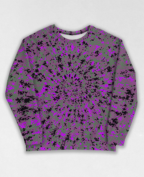 Tie-Dye-Camo Sweatshirt #1485. All over print, precision-cut, and hand-sewn. Super comfortable poly-cotton blend original Digital Camouflage designs by Dan Ellis vague.paris