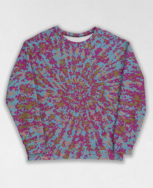 Tie-Dye-Camo Sweatshirt #1488. All over print, precision-cut, and hand-sewn. Super comfortable poly-cotton blend original Digital Camouflage designs by Dan Ellis vague.paris