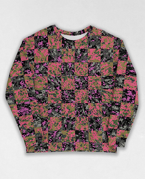 Tie-Dye-Camo Sweatshirt #1497. All over print, precision-cut, and hand-sewn. Super comfortable poly-cotton blend original Digital Camouflage designs by Dan Ellis vague.paris