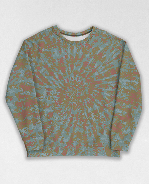 Tie-Dye-Camo Sweatshirt #1502. All over print, precision-cut, and hand-sewn. Super comfortable poly-cotton blend original Digital Camouflage designs by Dan Ellis vague.paris