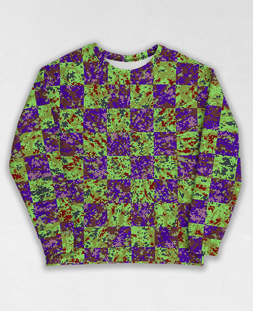 Tie-Dye-Camo Sweatshirt #1507. All over print, precision-cut, and hand-sewn. Super comfortable poly-cotton blend original Digital Camouflage designs by Dan Ellis vague.paris