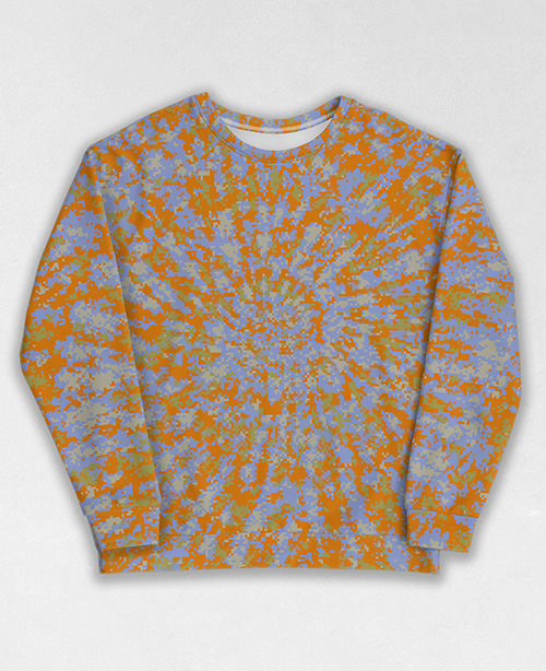 Tie-Dye-Camo Sweatshirt #1510. All over print, precision-cut, and hand-sewn. Super comfortable poly-cotton blend original Digital Camouflage designs by Dan Ellis vague.paris