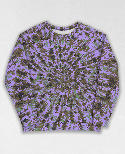 Tie-Dye-Camo Sweatshirt #1513. All over print, precision-cut, and hand-sewn. Super comfortable poly-cotton blend original Digital Camouflage designs by Dan Ellis vague.paris