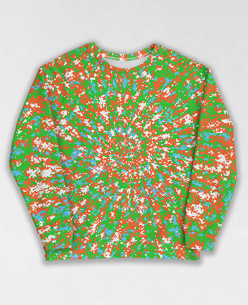 Tie-Dye-Camo Sweatshirt #1516. All over print, precision-cut, and hand-sewn. Super comfortable poly-cotton blend original Digital Camouflage designs by Dan Ellis vague.paris