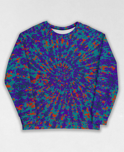 Tie-Dye-Camo Sweatshirt #1521. All over print, precision-cut, and hand-sewn. Super comfortable poly-cotton blend original Digital Camouflage designs by Dan Ellis vague.paris