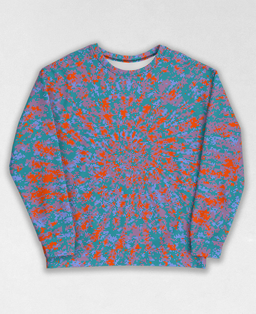 Tie-Dye-Camo Sweatshirt #1522. All over print, precision-cut, and hand-sewn. Super comfortable poly-cotton blend original Digital Camouflage designs by Dan Ellis vague.paris