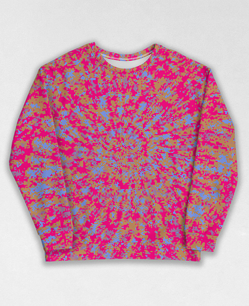 Tie-Dye-Camo Sweatshirt #1524. All over print, precision-cut, and hand-sewn. Super comfortable poly-cotton blend original Digital Camouflage designs by Dan Ellis vague.paris