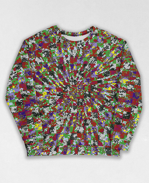 Tie-Dye-Camo Sweatshirt #1538. All over print, precision-cut, and hand-sewn. Super comfortable poly-cotton blend original Digital Camouflage designs by Dan Ellis vague.paris