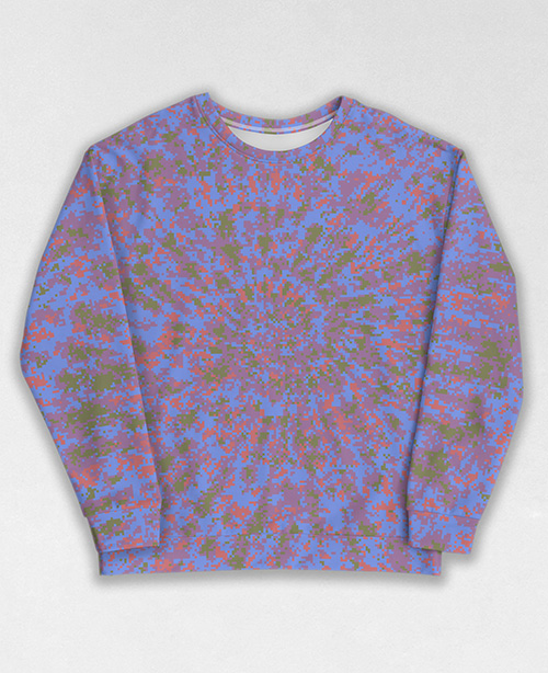 Tie-Dye-Camo Sweatshirt #1540. All over print, precision-cut, and hand-sewn. Super comfortable poly-cotton blend original Digital Camouflage designs by Dan Ellis vague.paris