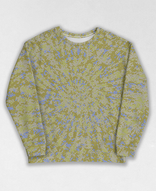 Tie-Dye-Camo Sweatshirt #1542. All over print, precision-cut, and hand-sewn. Super comfortable poly-cotton blend original Digital Camouflage designs by Dan Ellis vague.paris