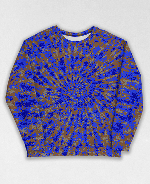 Tie-Dye-Camo Sweatshirt #1544. All over print, precision-cut, and hand-sewn. Super comfortable poly-cotton blend original Digital Camouflage designs by Dan Ellis vague.paris