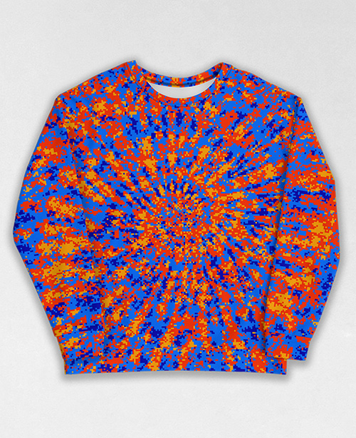 Tie-Dye-Camo Sweatshirt #1549. All over print, precision-cut, and hand-sewn. Super comfortable poly-cotton blend original Digital Camouflage designs by Dan Ellis vague.paris