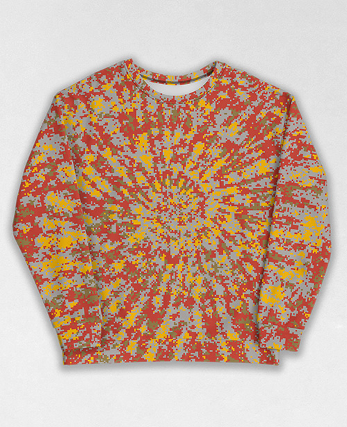 Tie-Dye-Camo Sweatshirt #1550. All over print, precision-cut, and hand-sewn. Super comfortable poly-cotton blend original Digital Camouflage designs by Dan Ellis vague.paris