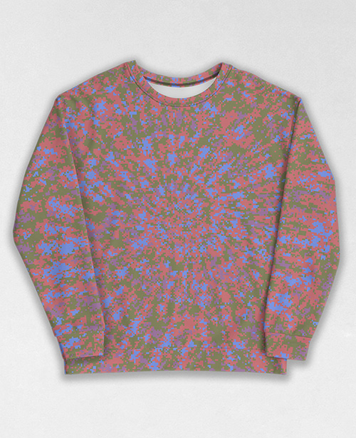 Tie-Dye-Camo Sweatshirt #1556. All over print, precision-cut, and hand-sewn. Super comfortable poly-cotton blend original Digital Camouflage designs by Dan Ellis vague.paris