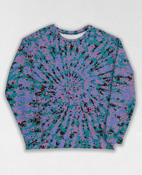 Tie-Dye-Camo Sweatshirt #1559. All over print, precision-cut, and hand-sewn. Super comfortable poly-cotton blend original Digital Camouflage designs by Dan Ellis vague.paris