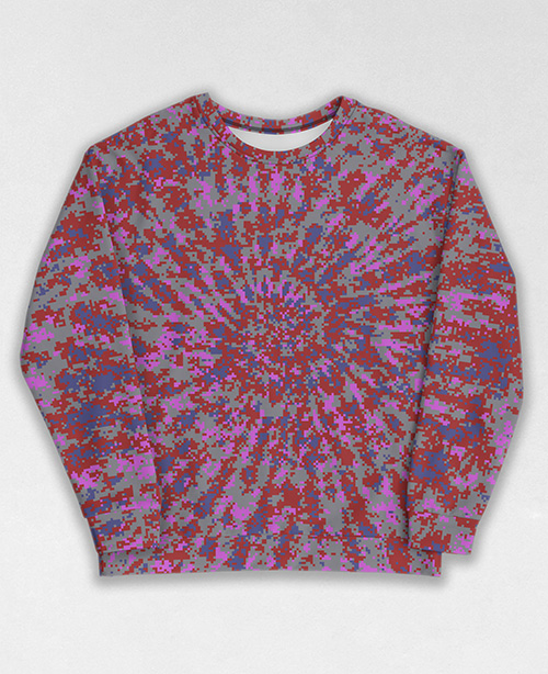 Tie-Dye-Camo Sweatshirt #1561. All over print, precision-cut, and hand-sewn. Super comfortable poly-cotton blend original Digital Camouflage designs by Dan Ellis vague.paris