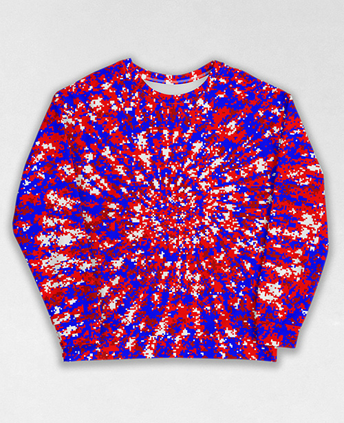 Tie-Dye-Camo Sweatshirt #1566. All over print, precision-cut, and hand-sewn. Super comfortable poly-cotton blend original Digital Camouflage designs by Dan Ellis vague.paris