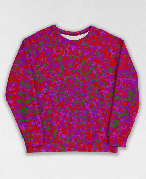 Tie-Dye-Camo Sweatshirt #1570. All over print, precision-cut, and hand-sewn. Super comfortable poly-cotton blend original Digital Camouflage designs by Dan Ellis vague.paris