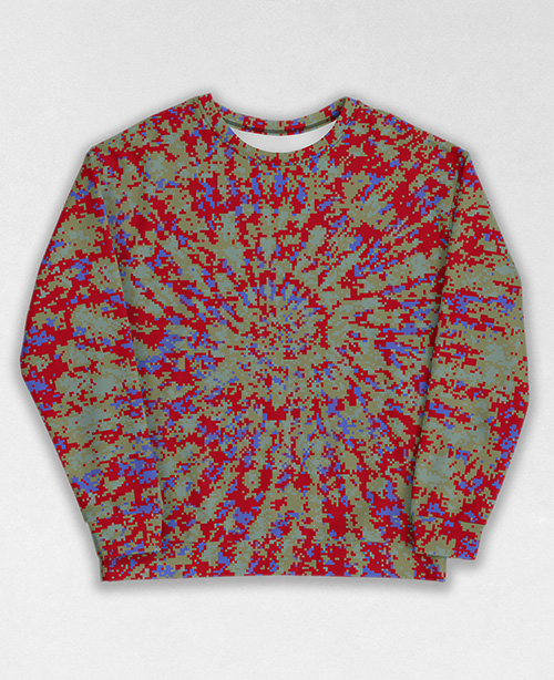 Tie-Dye-Camo Sweatshirt #1575. All over print, precision-cut, and hand-sewn. Super comfortable poly-cotton blend original Digital Camouflage designs by Dan Ellis vague.paris