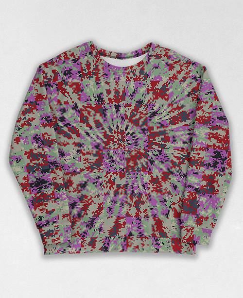 Tie-Dye-Camo Sweatshirt #1576. All over print, precision-cut, and hand-sewn. Super comfortable poly-cotton blend original Digital Camouflage designs by Dan Ellis vague.paris