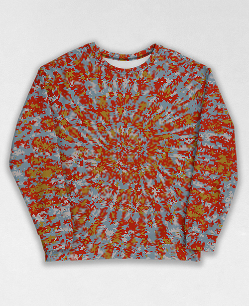 Tie-Dye-Camo Sweatshirt #1577. All over print, precision-cut, and hand-sewn. Super comfortable poly-cotton blend original Digital Camouflage designs by Dan Ellis vague.paris