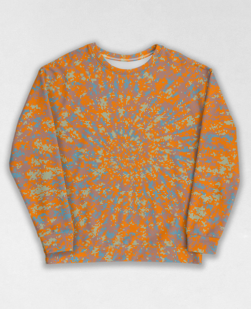 Tie-Dye-Camo Sweatshirt #1580. All over print, precision-cut, and hand-sewn. Super comfortable poly-cotton blend original Digital Camouflage designs by Dan Ellis vague.paris