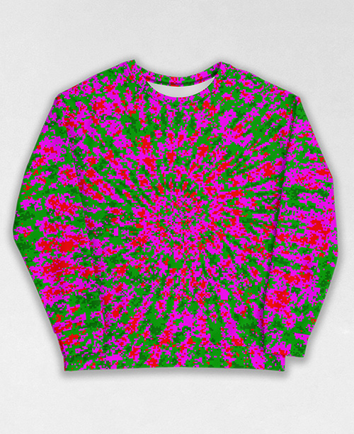 Tie-Dye-Camo Sweatshirt #1587. All over print, precision-cut, and hand-sewn. Super comfortable poly-cotton blend original Digital Camouflage designs by Dan Ellis vague.paris