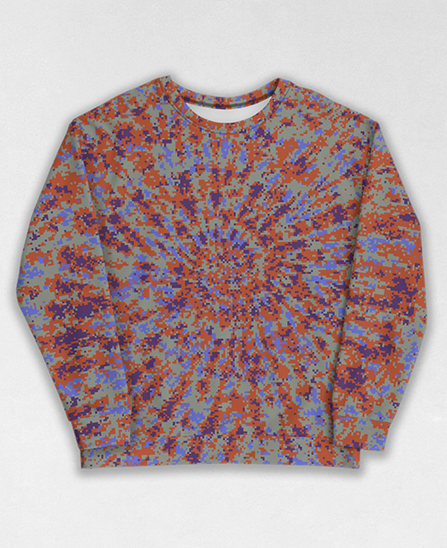 Tie-Dye-Camo Sweatshirt #1591. All over print, precision-cut, and hand-sewn. Super comfortable poly-cotton blend original Digital Camouflage designs by Dan Ellis vague.paris