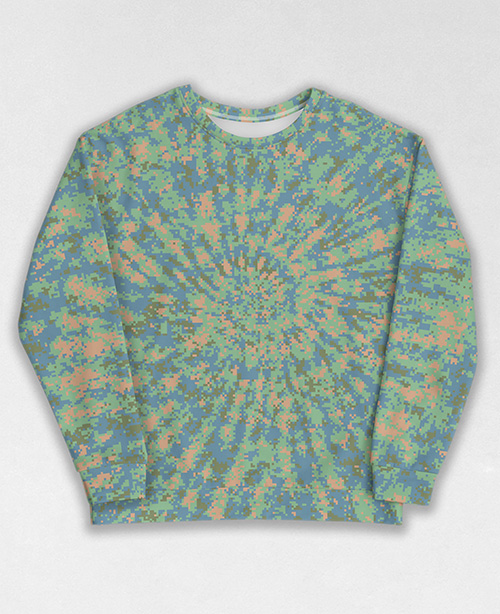 Tie-Dye-Camo Sweatshirt #1593. All over print, precision-cut, and hand-sewn. Super comfortable poly-cotton blend original Digital Camouflage designs by Dan Ellis vague.paris