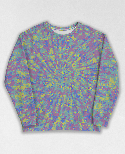 Tie-Dye-Camo Sweatshirt #1596. All over print, precision-cut, and hand-sewn. Super comfortable poly-cotton blend original Digital Camouflage designs by Dan Ellis vague.paris