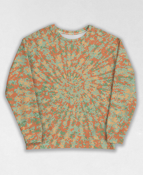 Tie-Dye-Camo Sweatshirt #1601. All over print, precision-cut, and hand-sewn. Super comfortable poly-cotton blend original Digital Camouflage designs by Dan Ellis vague.paris