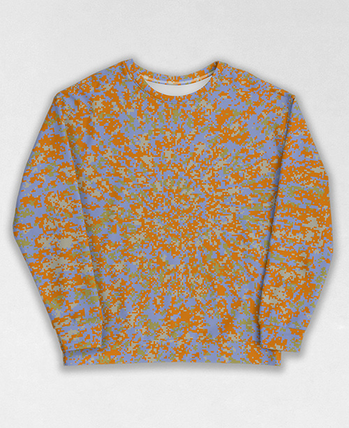 Tie-Dye-Camo Sweatshirt #1602. All over print, precision-cut, and hand-sewn. Super comfortable poly-cotton blend original Digital Camouflage designs by Dan Ellis vague.paris