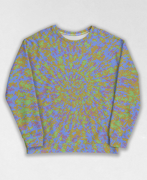 Tie-Dye-Camo Sweatshirt #1607. All over print, precision-cut, and hand-sewn. Super comfortable poly-cotton blend original Digital Camouflage designs by Dan Ellis vague.paris