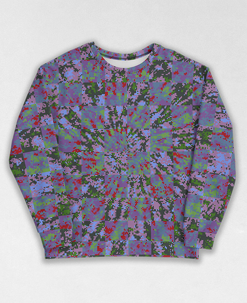 Tie-Dye-Camo Sweatshirt #1611. All over print, precision-cut, and hand-sewn. Super comfortable poly-cotton blend original Digital Camouflage designs by Dan Ellis vague.paris