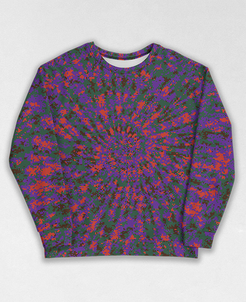 Tie-Dye-Camo Sweatshirt #1617. All over print, precision-cut, and hand-sewn. Super comfortable poly-cotton blend original Digital Camouflage designs by Dan Ellis vague.paris