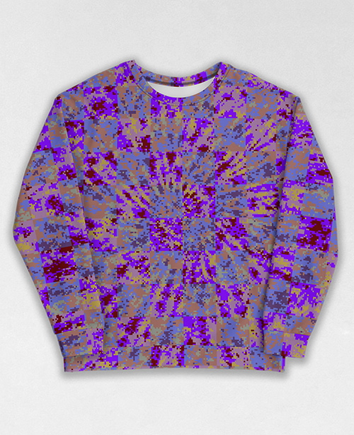 Tie-Dye-Camo Sweatshirt #1622. All over print, precision-cut, and hand-sewn. Super comfortable poly-cotton blend original Digital Camouflage designs by Dan Ellis vague.paris