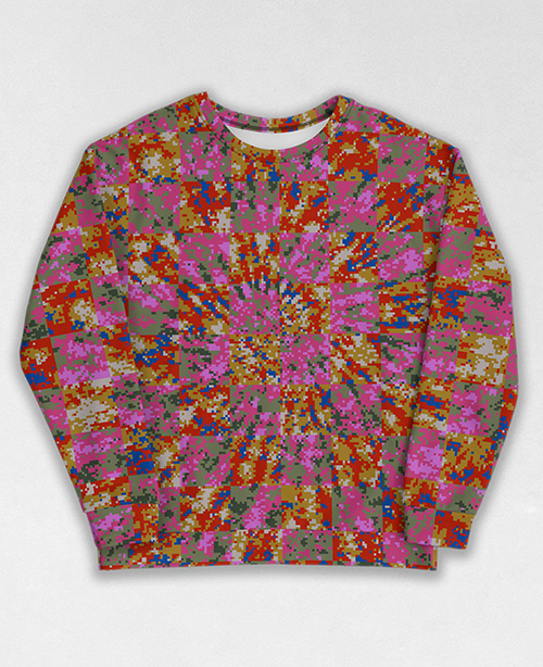 Tie-Dye-Camo Sweatshirt #1626. All over print, precision-cut, and hand-sewn. Super comfortable poly-cotton blend original Digital Camouflage designs by Dan Ellis vague.paris