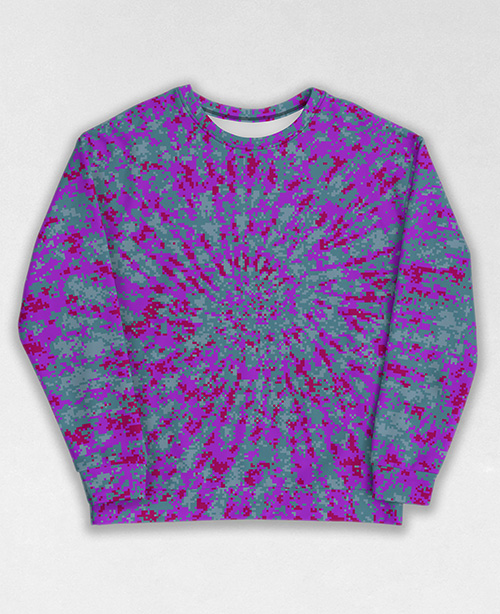 Tie-Dye-Camo Sweatshirt #1628. All over print, precision-cut, and hand-sewn. Super comfortable poly-cotton blend original Digital Camouflage designs by Dan Ellis vague.paris