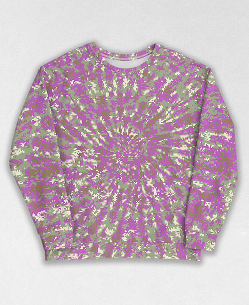 Tie-Dye-Camo Sweatshirt #1635. All over print, precision-cut, and hand-sewn. Super comfortable poly-cotton blend original Digital Camouflage designs by Dan Ellis vague.paris